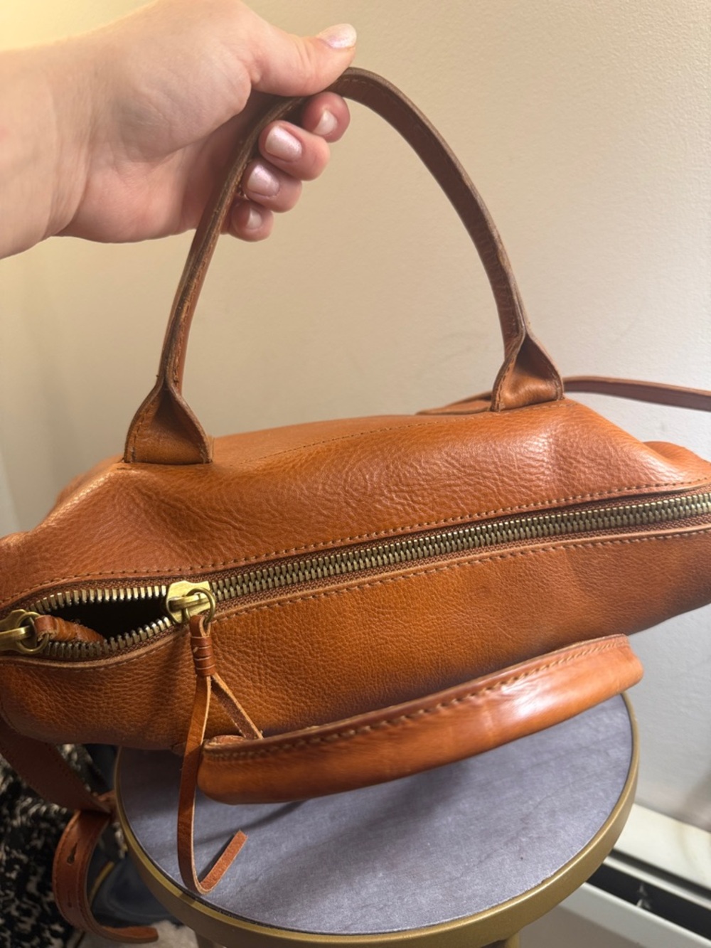 Madewell The Prague satchel crossbody in a cognac brown leather. - Picture 15 of 16